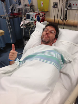 Rob in his hospital bed