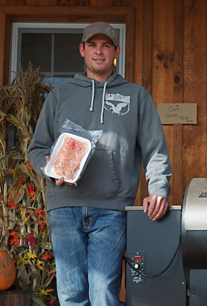 Nick Coutts with his fish smoker